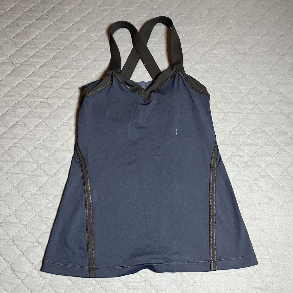 Lululemon Run Mile A‎ Minute Tank Inkwell Blue Black Size 2 Athletic Top